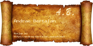 Andrae Bertalan névjegykártya